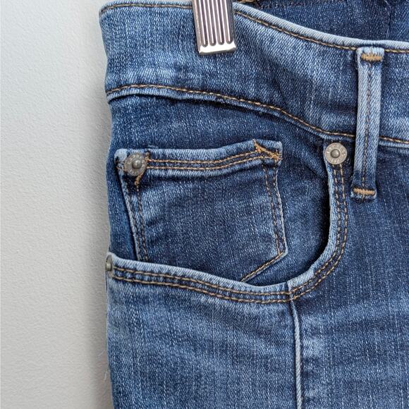 Express Skinny Ankle Jeans with Mid Rise Center Seam Slit Hem Medium Wash Size 6 - Picture 4 of 16